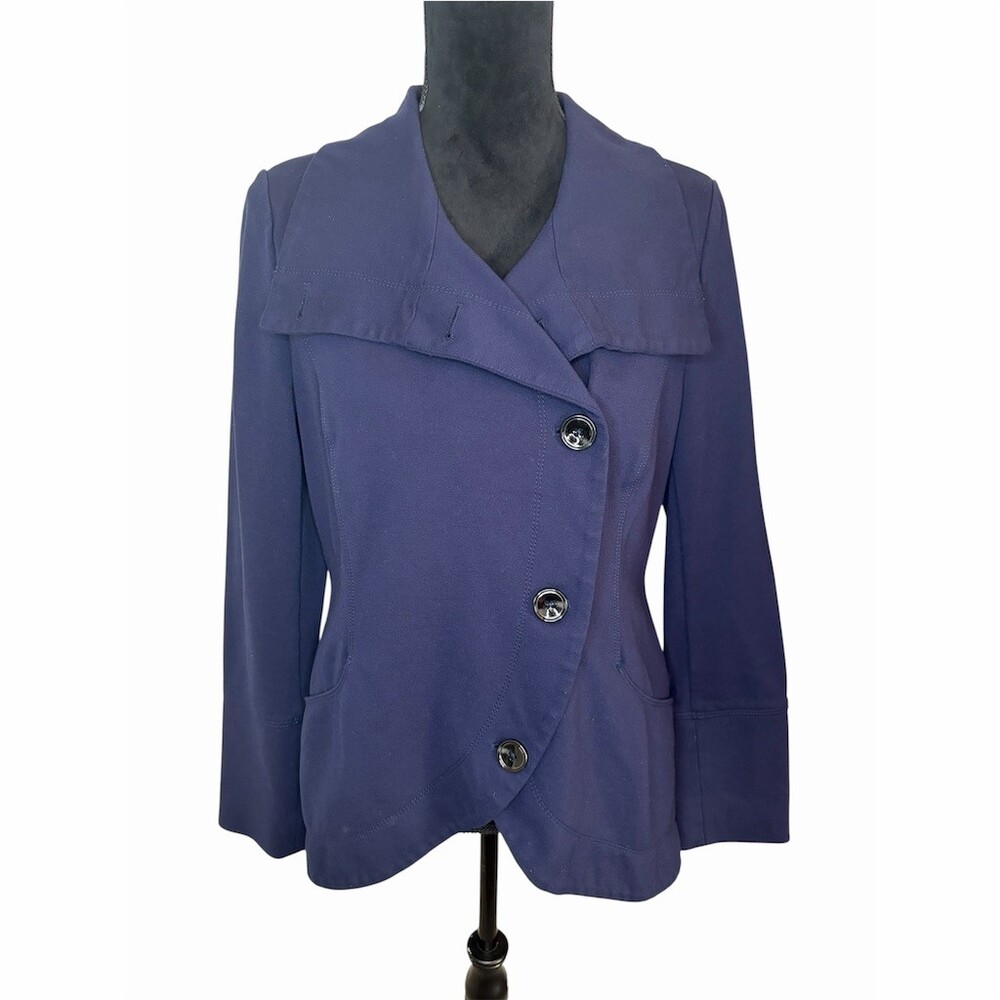 White House Black Market Blazer Navy Blue Button Front Size 12